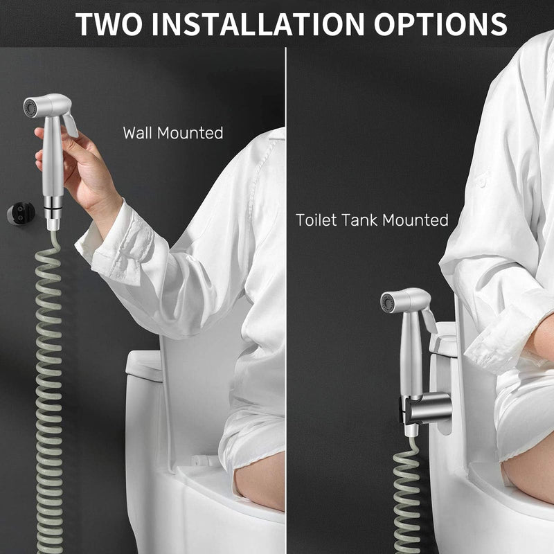 Bidet Sprayer for Toilet - Stainless Steel Sprayer Shattaf Toilet Bidet Shower Head for Bathroom Sink or Toilet - with 59in ABS Flexible Telescopic Shower Hose and Bracket Holder