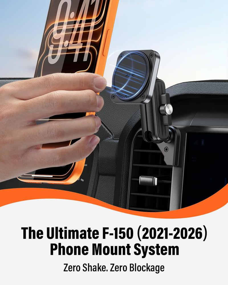 APPS2Car Metal Magnetic Phone Mount Compatible with 2021-2026 Ford F-150 | 2023-2026 Super Duty & 2022-2026 F-150 Lightning XL & PRO, 20*N55 Magnets, No Shake, No Block Airflow, fits iPhone & Android 2021-2026 F-150