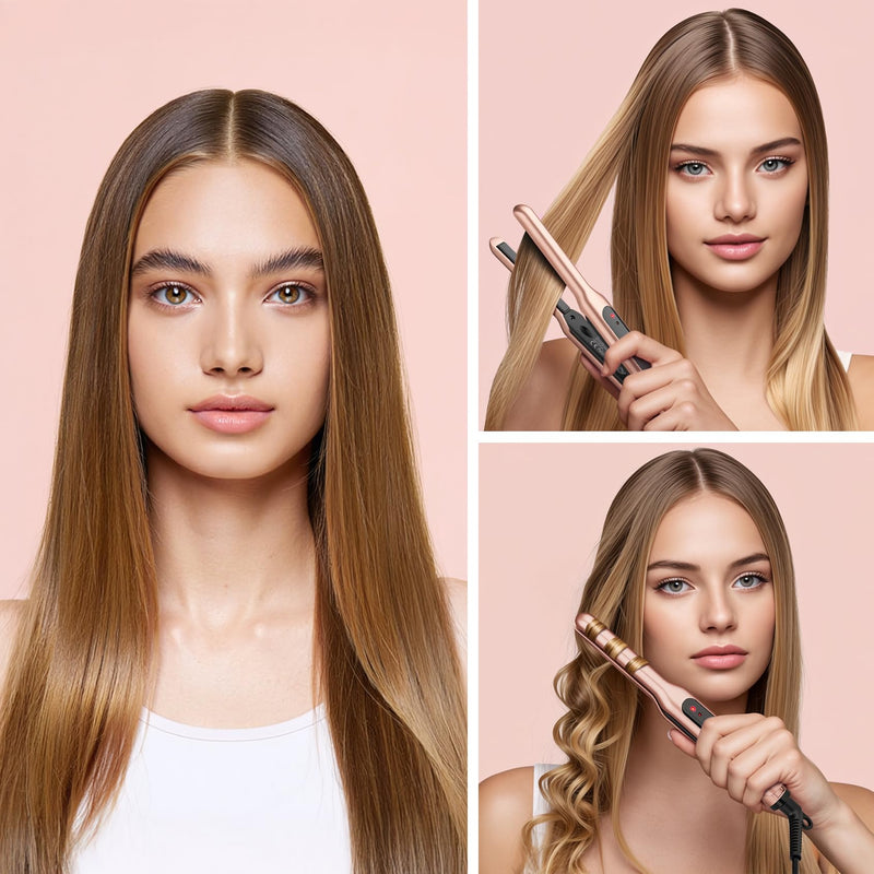  [AUSTRALIA] - JAETON Mini Travel Hair Straightener for Short Hair, 2 Temp 180°C/210°C | Small flat iron, Thin Straighteners, Fast Heat-Up, Dual Voltage 9MM