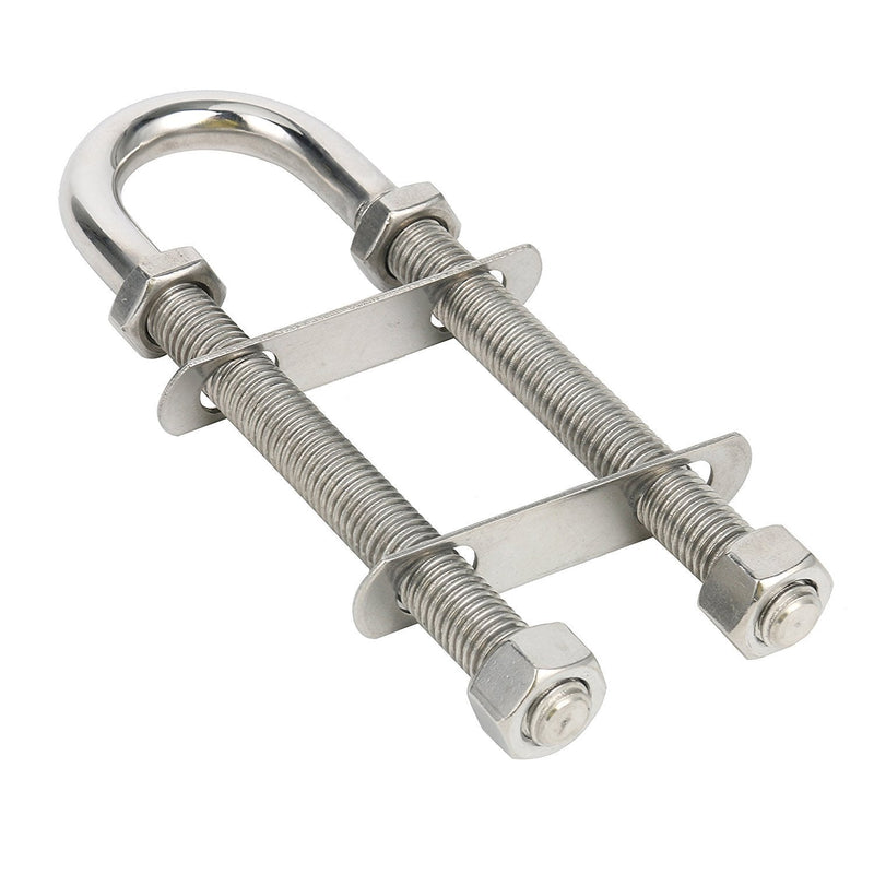 Amarine Made Pair of Stainless Steel Marine Boat Stern Bow Eye Tie Down U Bolt (Silver, 1/2" Dia - 2-1/2" Thread Lenght)