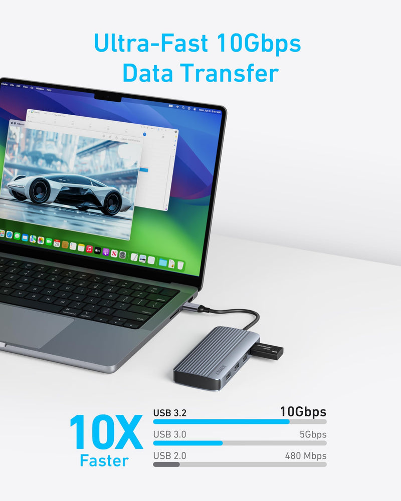 Anker 7-in-1 USB-C Hub, Dual Monitor USB C Docking Station, Dual HDMI Display, 85W Max Output, 10Gbps Data Transfers for Dell XPS, ThinkPad T14 Gen2 and More | 85W Max PD, 1 USB-A 10Gbps and 3 USB 2.0 Data Ports, Dual 4K HDMI, for Dell XPS, ThinkPad T1...