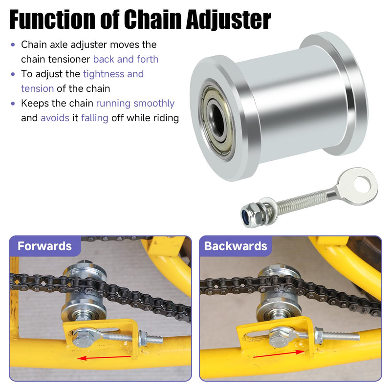 Mini Bike Chain Tensioner with 1-3/4" Roller Compatible with Baja DB30 Blitz Motovox Mbx10 Mbx11 Predator 79cc 97cc 98cc 100cc 2.5hp 3.0hp Mini Bike Parts Chain Adjuster chain tensioner+chain adjuster