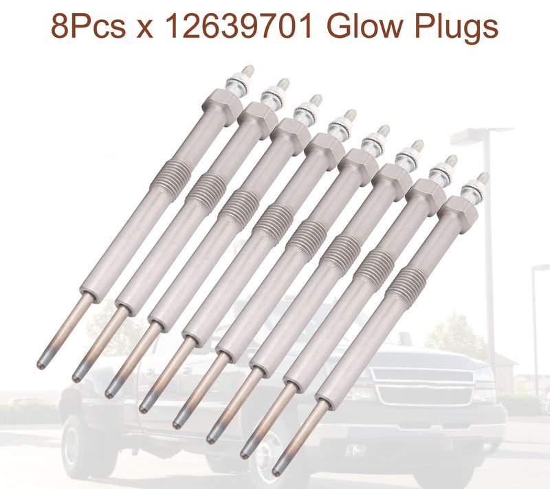 12639701 Diesel Glow Plugs 9G for Duramax LLY LML LMM Chevy&GMC LBZ LGH 6.6L, 2006 2007 2008 2009 2010 2011 2012 2013 2014 2015 2016 Silverado, Savana, Sierra, Express Replaces# 97364968