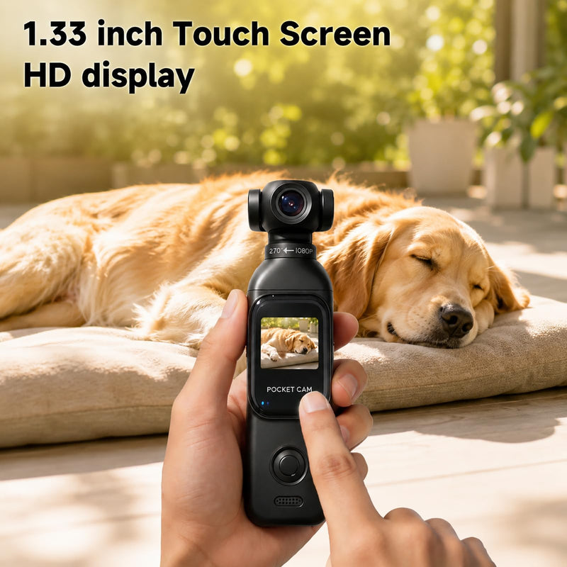 dahocamgo Vlogging Camera, Pocket Camera with 64GB Card | Audio & Video Recording, Touch Screen, 270° Rotating Lens, Charging Case Included Handheld for YouTube, Traveling, Daily Life