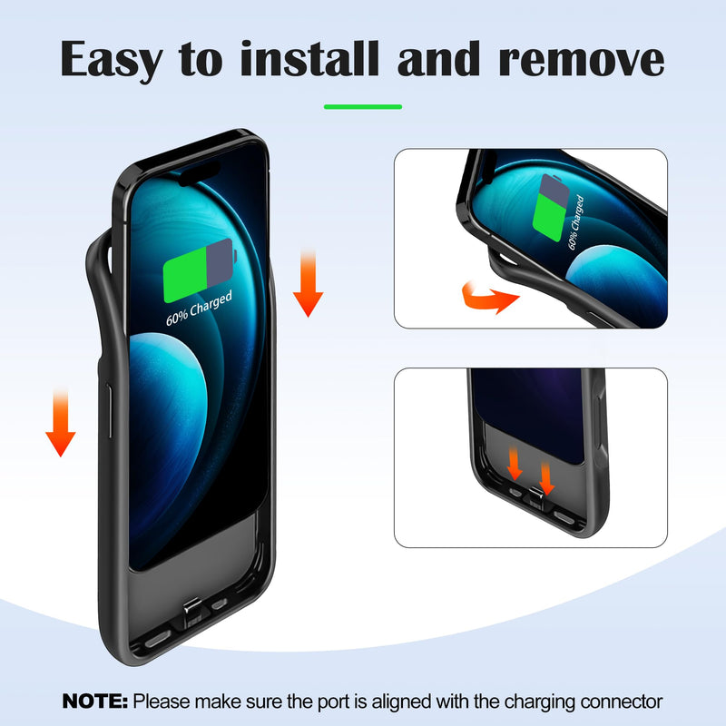 Battery Case Charger Made for iPhone 16 Pro, Type-C Ultra Slim Protective Charging Case, Wireless Slim 8500mAh Portable Rechargeable Charger - Black iPhone 16 Pro (6.1")