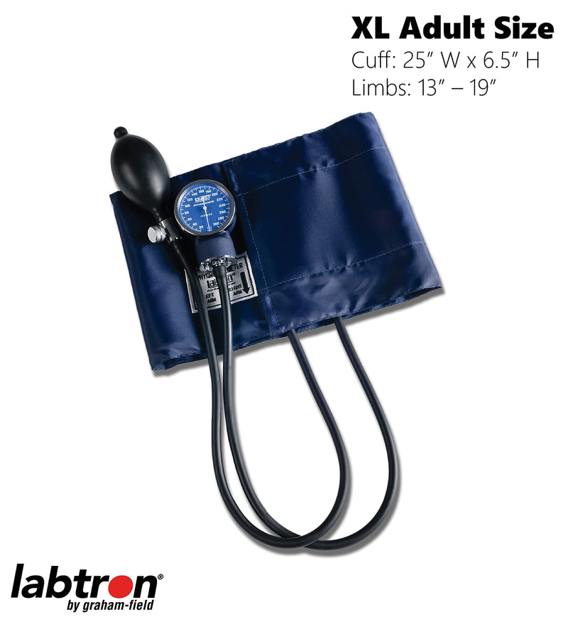Graham-Field Manual Blood Pressure Monitor – Adult XL Size, Blue BP Cuff with Aneroid Gauge and Carry Case L Adult