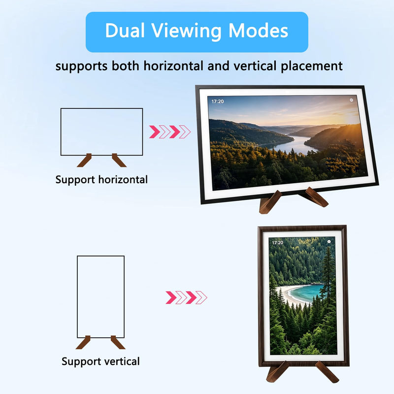 Solid Wood Tablet Stand Compatible with Show 15 & 21, Dark Brown | Supports Horizontal & Vertical Display, Kitchen Cookbook Recipe Holder, Sturdy Solid Wood Bracket for Smart Display Daily Use