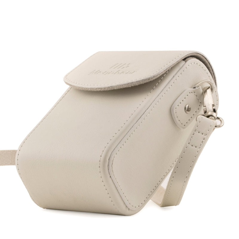 MegaGear MG1414 Leather Camera Case with Strap compatible with Panasonic Lumix DC-ZS80, DC-ZS70, DMC-LX10, DMC-ZS60, DMC-ZS100 - White One Size