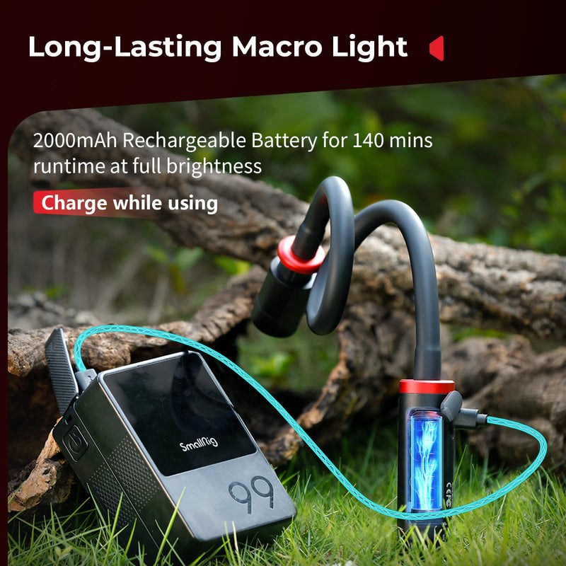 SmallRig RM 03 Macro Photography Bendy LED Light for Close-Up Work, 5-Color | CRI 95 TLCI 92, Adjustable Beam, with Cold Shoe Adapter, Clamp, Diffuser, Spotlight, Barn Door, 10 Gobos, IP54 Rating - 5480