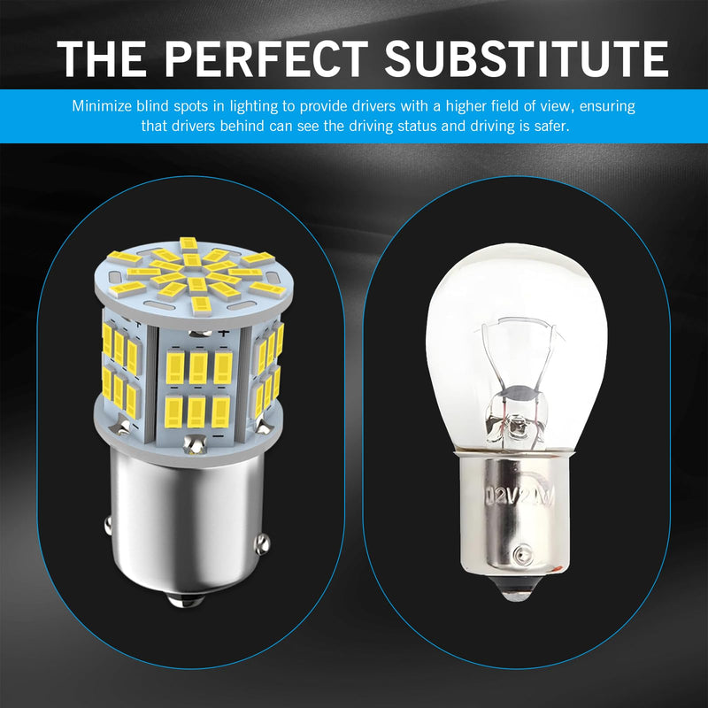 2 PCS 1156 LED Bulb Reversing Light, Single Contact 6800K Super Bright Turn Signal Bulb, 1141 1003 7506 BA15S Bulb, Universal for Most Cars (White)