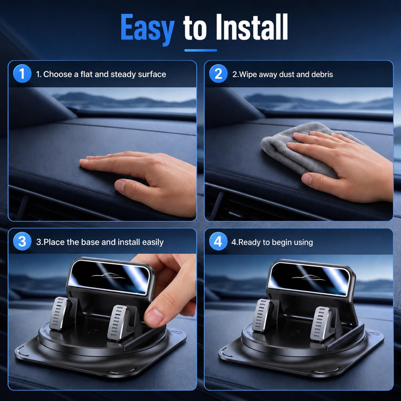 Car Dashboard Phone Holder, 360 Degree Rotatable Car Phone Holder, 2026 New Non-Slip Dashboard Cell Phone Holder,Universal Car Phone Mount Stand for Most Size Phones