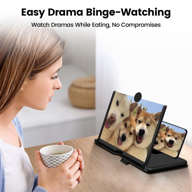 10" 3D HD Phone Screen Magnifier,Foldable Screen with Pull-Out Stand Design,Movies Screen Magnifier Gaming Screen Magnifier for Elderly/Kids/Travel(Black)