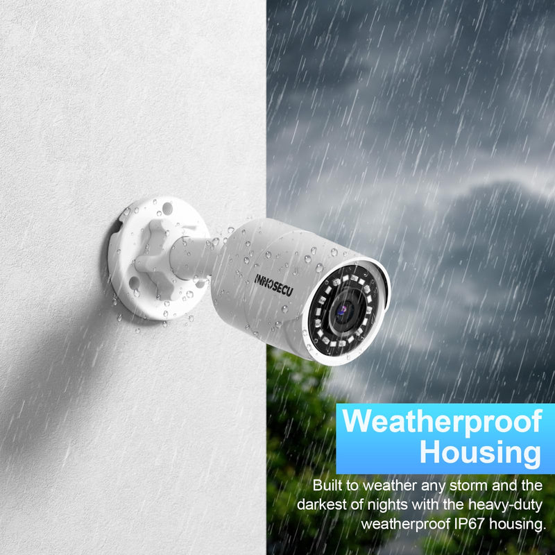 5MP Bullet PoE Camera, IP Surveillance Security Camera, Waterproof Outdoor IP67, Built-in Mic, 2.8mm Lens Wide Angle 110°, Night Vision 100ft, AI Human&Vehicle Detection, INB5GR38F (White) 5MP CAMERA