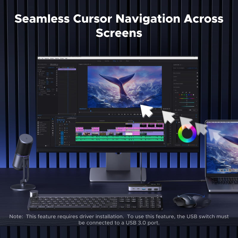 UGREEN 10 Gbps USB-C Switch Support File Sync & Cross-Screen Drag, USBC 3.2 Switch 2 Computers Share 4 USB 3.2 Gen 2 Ports, USB Switcher Selector Sharing Keyboard and Mouse with Controller