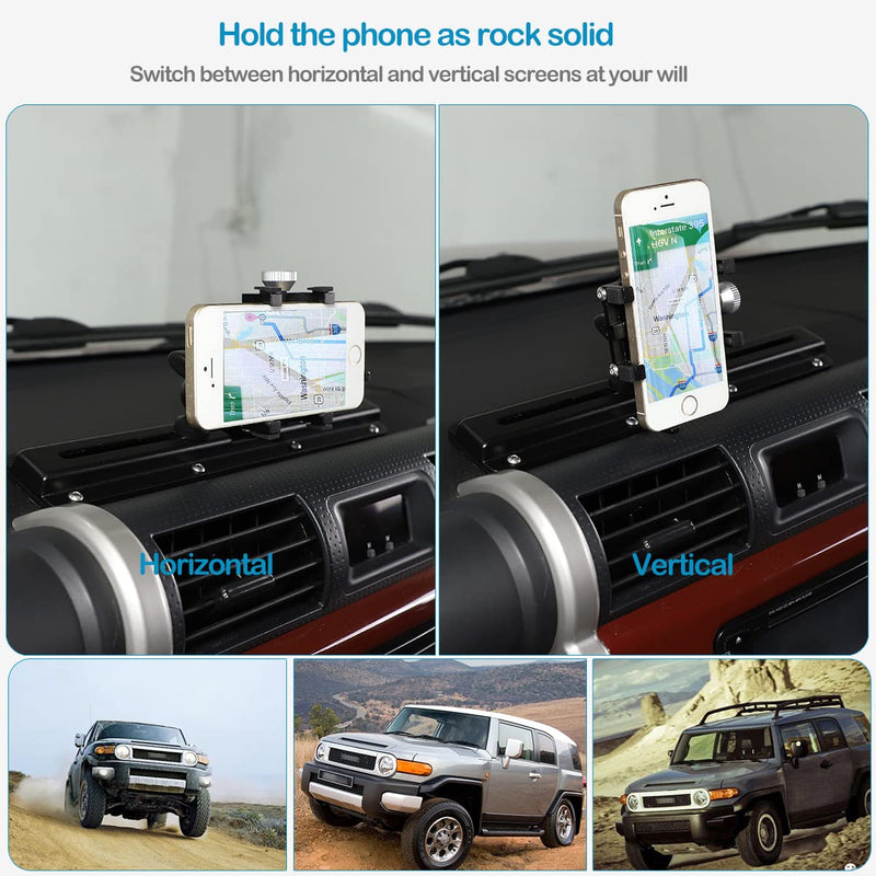 Car Phone Mount Compatible with Toyota FJ Cruiser 2007-2021, Phone Holder for Dashboard Hands Free Track Cradle, Car Dash Mount Cell Phone Stand, Black