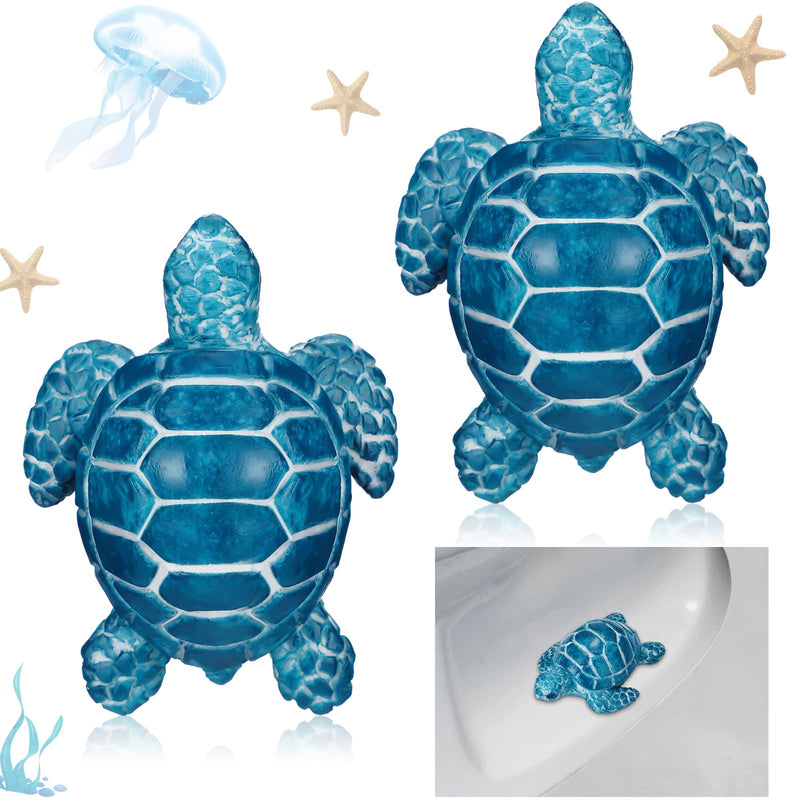 Wonderjune 2 Pack Toilet Bolt Caps Decorative Sea Turtles Toilet Bolt Screw Covers Ceramic Cute Bathroom Decor Fun Themed Gadgets Bathroom Replacement Parts(Classic,Blue) Classic Blue