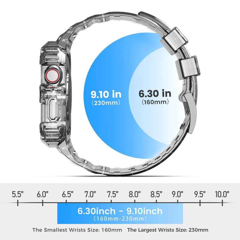 Compatible with Clear Apple Watch Band 38mm 40mm 41mm 42mm 44mm 45mm with Protective Case,Shockproof Strap for iwatch Bands Series 8 7 6 5 4 3 2 1 41/40/38mm