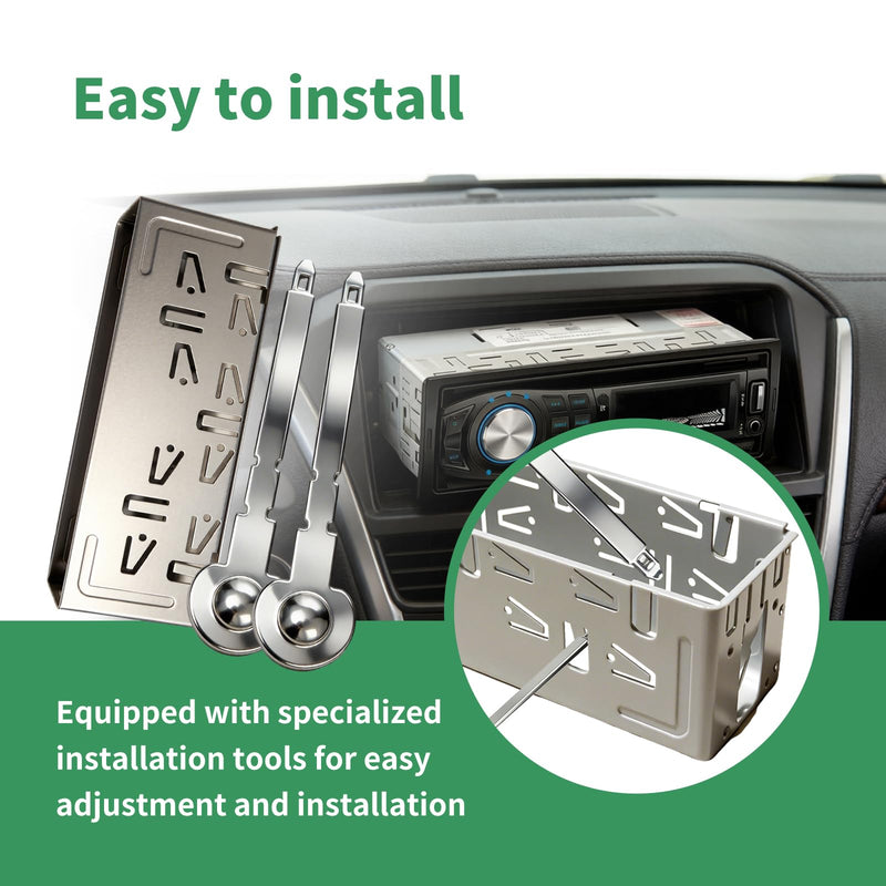 Universal Single Din Stereo Radio Replacement Fitting Cage Kit Single Din Radio Mount Compatible with Car Radios/Stereo/DVD Player 1 Din Installation Kit