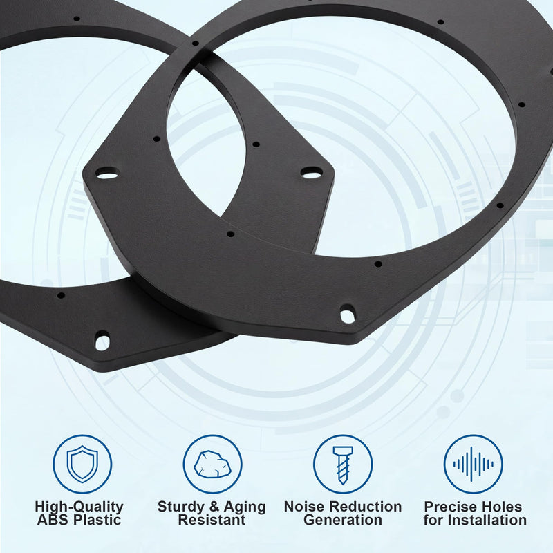 6x9 to 6.5 Speaker Adapter Spacer with Foam Strips, 4 Set | Compatible with Dodge/Chevrolet/Chrysler/Jeep Select Models, 6.5 inch Door Speaker Mounting Brackets Installation Plate Kit