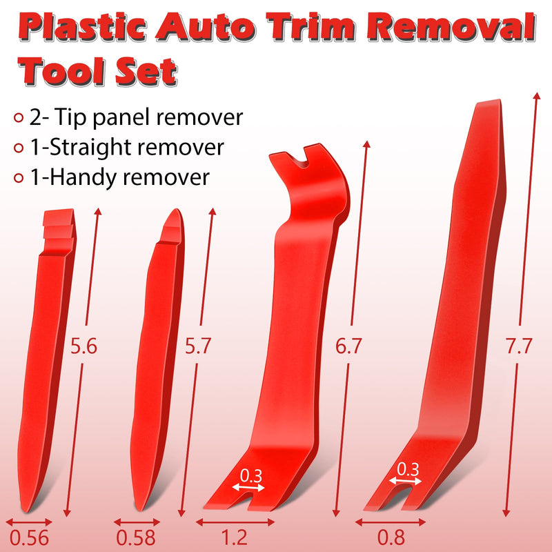 7 Pcs Car Trim Removal Tool Kit with Non-Scratch Plastic Pry Tool and Fastener Clip Pliers for auto Safe Interior Car Panel Detachment, Dashboard, Door Clips & Upholstery – Red Red-7 Pcs Trim Removal Tool Kit