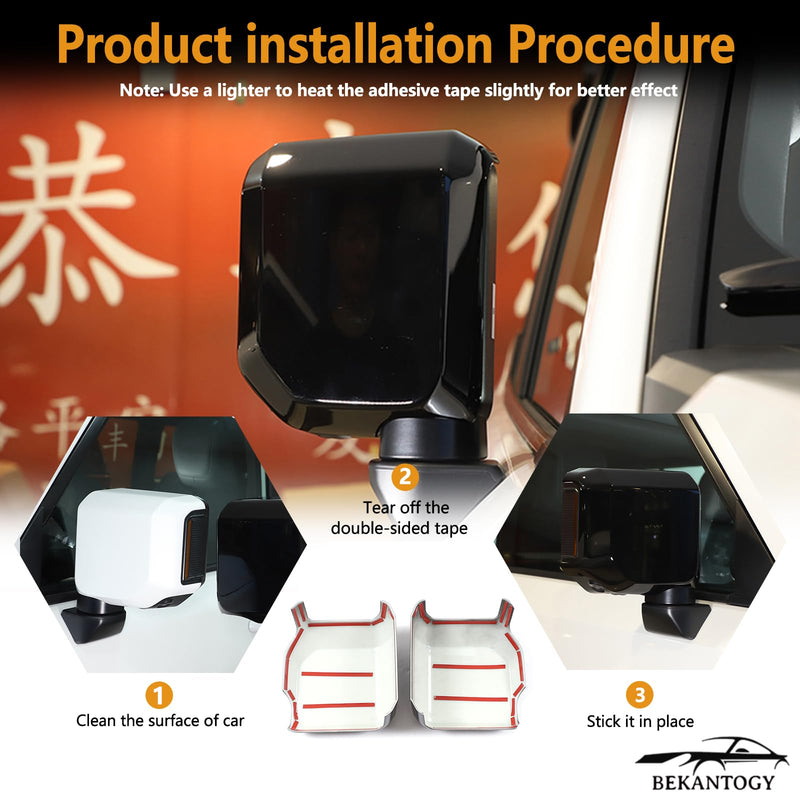 Car Rearview Mirror Cover Compatible with Lexus GX550 2024+/Toyota Land Cruiser Prado 2024+ Door Rear View Mirror Cover Side View Mirror Protective Trim Cover 2PCS/Set (Piano Black) Piano Black