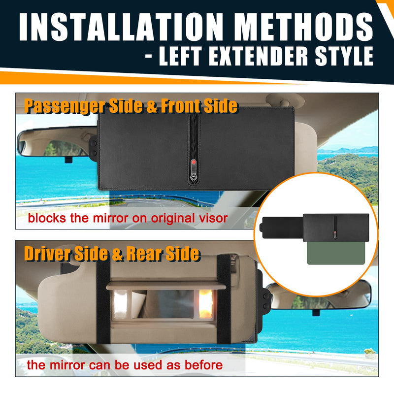 Veharvim 2 Pack Polarized Sun Visor Extender/ Extension with PC Lens and Side Sunshade, Anti-Glare, UV-Filtering for Car with Zipper Slider (Driver + Passenger Side), Upgraded UV400