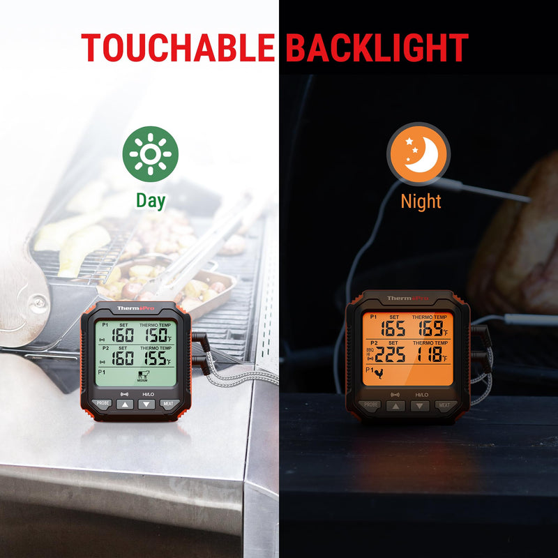 ThermoPro TP717 Digital Meat Thermometer for Grilling, Backlit Grill Thermometer Meat Thermometer Oven Safe with 2 Meat Probes, Food Thermometer for Cooking with Temp Alert for Smoker, BBQ, Oven