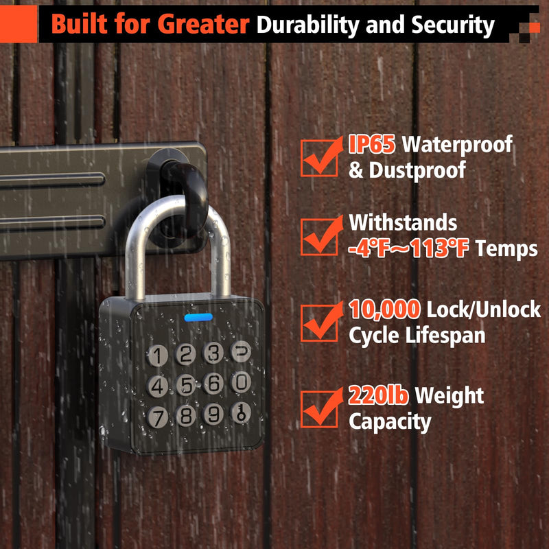 Eseesmart Fingerprint Locker Lock with Code, Combination Padlock Smart Fingerprint Biometric Keyless Combo Lock Waterproof for Outdoor Fence Gate Shed Gym School Locker Storage