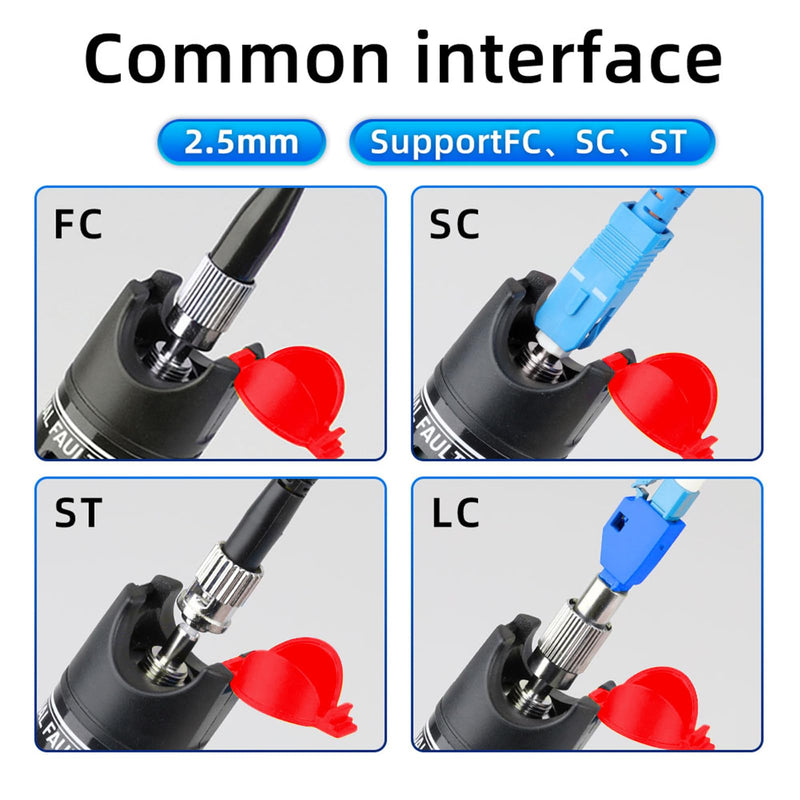 2pc Fiber Optic Visual Fault Locator VFL Fiber Optic Cable Tester with 2pcs Singlemode 9/125um FC Male to LC Female Adapter, Red Switch (Mode Number: VFL-50) 2