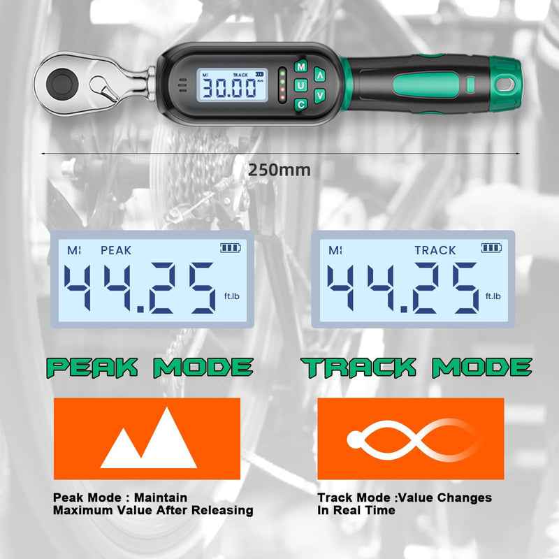 1/4" Drive Digital TorqueWrench, 1.11-22.13 Ft.lb/1.5-30 Nm, Preset Value, Buzzer/LED, ±2% Accuracy, for Gunsmithing, Bike & Motorcycle Maintenance 1/4-Inch 1.1-22.1 Ft-lb/1.5-30 Nm