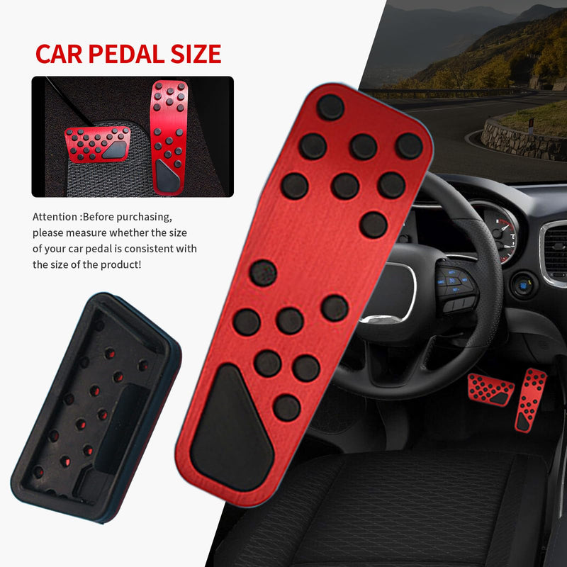 Aluminum Alloy Pedal Cover for Dodge Challenger 2008-2023 for Charger 2011-2023 for Chrysler 300 300C 2009-2019 No Drilling Aluminum Brake and Accelerator Pedal Covers (Red) Red