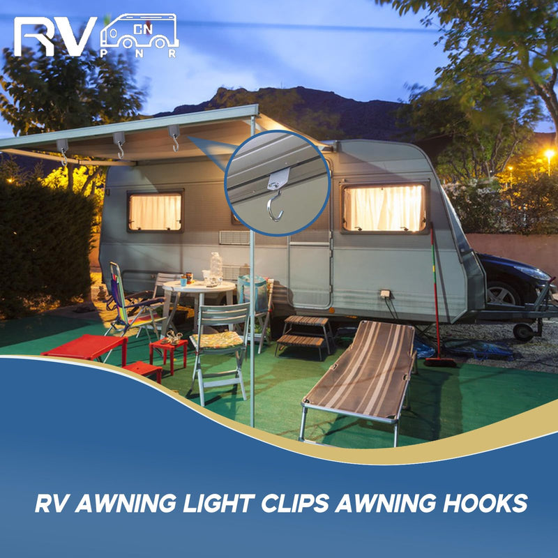 12 Pcs RV Awning Light Holder - Camper Hook Accessory, Plastic and Metal S Shaped Hook, Gray Support Hanger for Camping Tent Indoor Outdoor Decor (12 Pieces) 12
