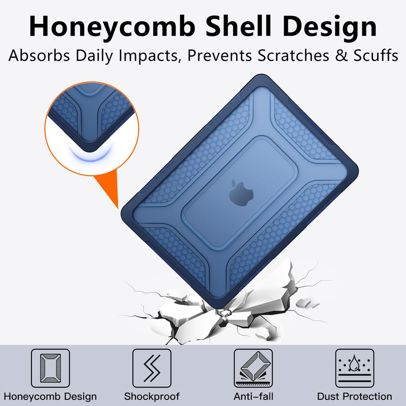 Case for MacBook Neo 13 Inch 2026 Release, Model A3404 / A18 Pro | Heavy Duty Shockproof Hard Shell Cover with Fold Kickstand & Heat Vents, Navy Blue 13" Neo 13 Neo 13 Navy Blue