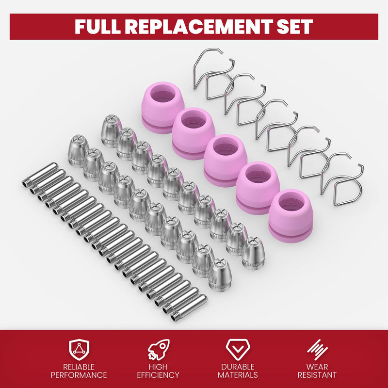 Bestarc AG60P Plasma Cutter Torch Consumables, 50Pcs Cutting Torch Tip Nozzles Kit with Suitcase, For AG60 WSD60 AG60P and BTC500DP 50PCS-AG60P Suitcase