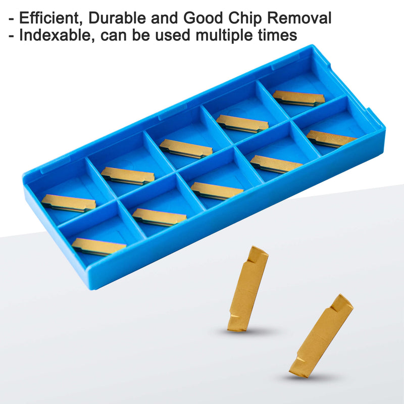 5/8" Large Shank Lathe Grooving & Part-Off Set (3pcs), Internal & External Deep Grooving, 10pcs TiN Coated MGMN200 Inserts, Extra-Rigid Nitrided Stability 2PCS Threading Holder + 10PCS Carbide Inserts