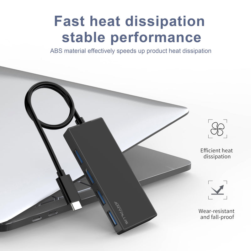 USB C Hub, 4 Ports USB 3.0 Hub Splitter with 5Gbps Data Transfer, USB C Splitter for Type C MacBook, Mac Pro, iMac, Surface, XPS, Flash Drive, Mobile HDD