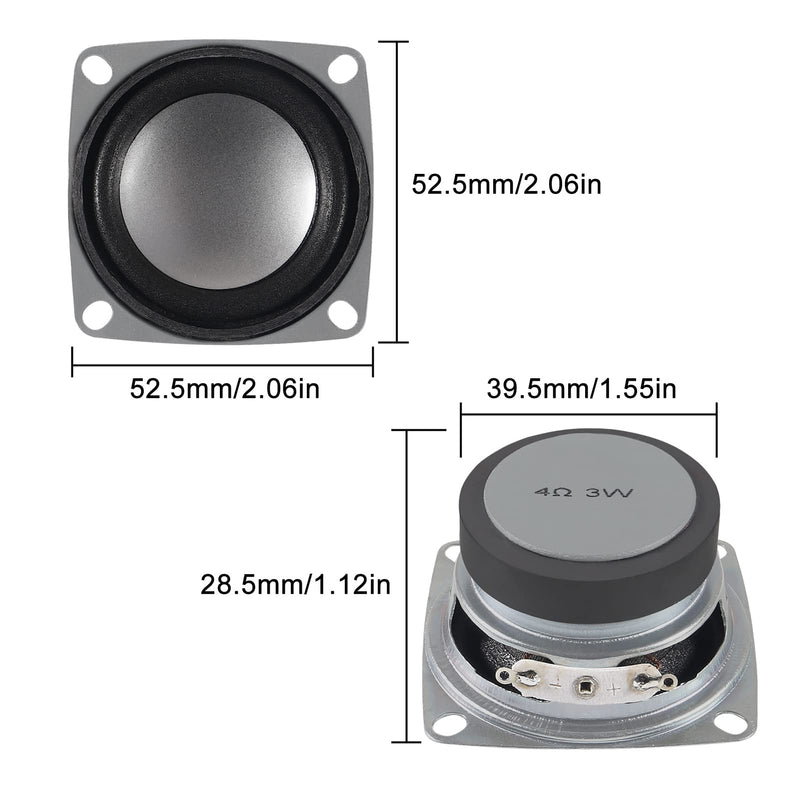 4PCS 2" 4Ohm 3W DIY Small Full Range Audio Speaker Stereo Woofer Loudspeaker for Arduino and DIY Speaker (A) A