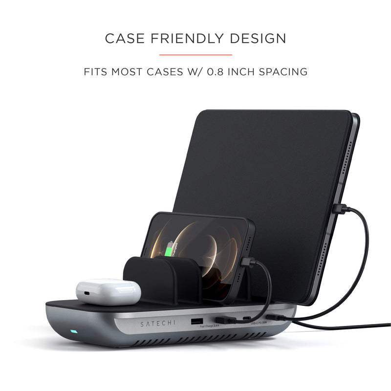 Satechi Multi Device Charging Station with Wireless Charging - for iPad Air/Pro M4/M3/M2/M1, MacBook Air/Pro M4/M3/M2/M1, iPhone 17 to 12 Series, AirPods, AirPods Pro, Apple Watch, and More
