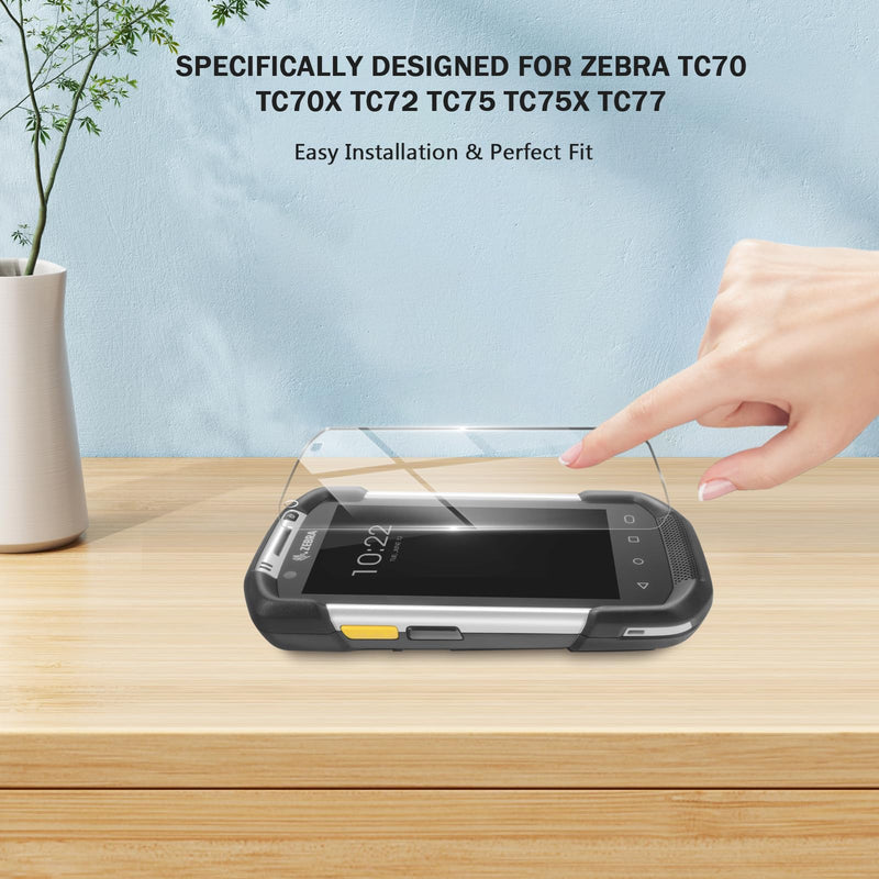 3pcs Tempered Glass Screen Protector for Zebra Symbol TC70 TC70X TC72 TC75 TC75X TC77 Handheld Barcode Scanner Mobile Computer,9H HD Protective Film 3pcs
