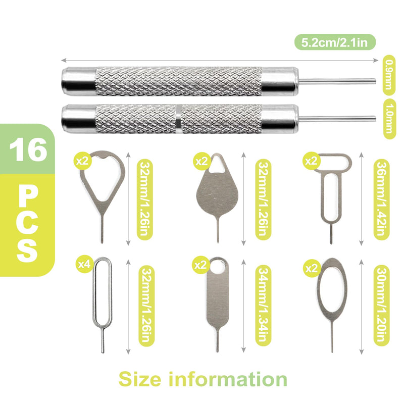 16 Pack SIM Card Ejector Tool Kit Phone Tray Opener Pin Needle for Mobile Devices Universal Removal Key for Cell Phones Tablets and Smart Devices