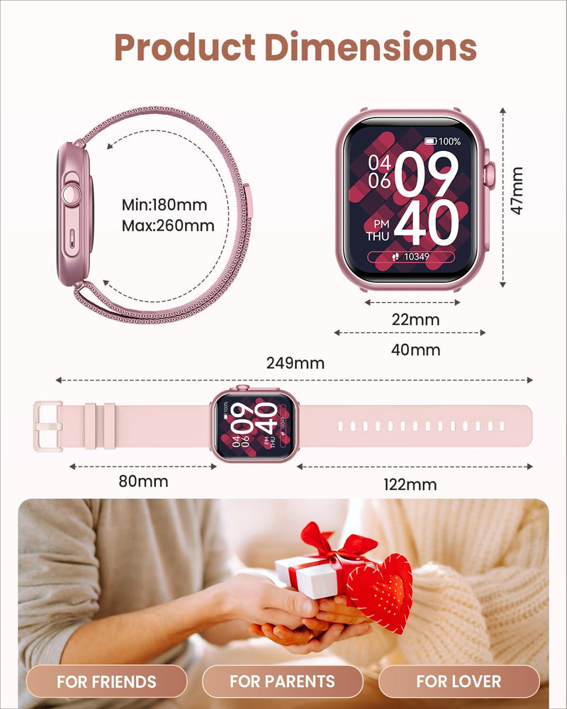 1.83" Smart Watches for Women (Android/iPhone), with 1000mAh Battery, 5ATM | 110+ Sports Modes, Messages and App Notifications, Health Monitoring(Blood Pressure, 24/7 Heart Rate, SpO2, Sleep), Pink 1.83"