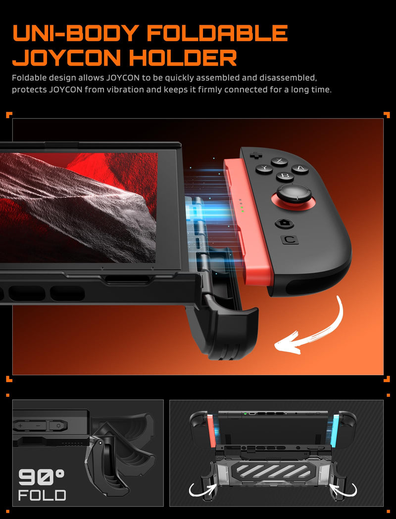 SUPCASE for Nintendo Switch 2 Case with Foldable Aluminum Alloy Stand,Black | Exclusive Hinge Joy Con Quick Release, Dockable Case, Military-Grade Protection, Switch 2 Protective Case with Ergonomic Grip