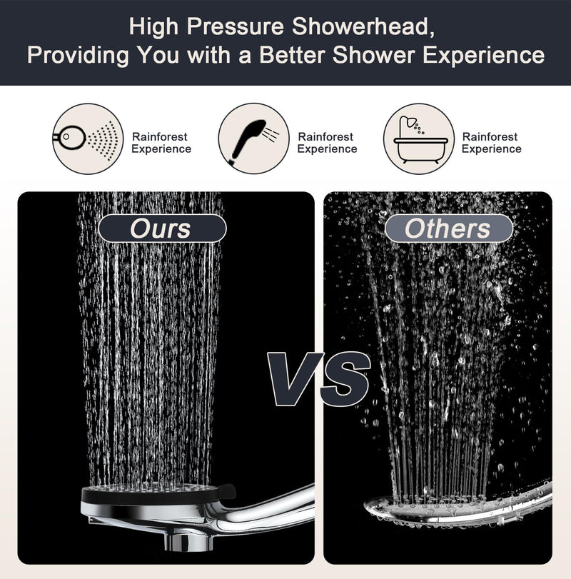 Magnetic Shower Head with Handheld:High Pressure10-setting Handheld Shower Head,Magnetic Bracket,59 Inches Stainless Steel Shower Hose. (Basic Model, Chorme) Basic Model Chrome