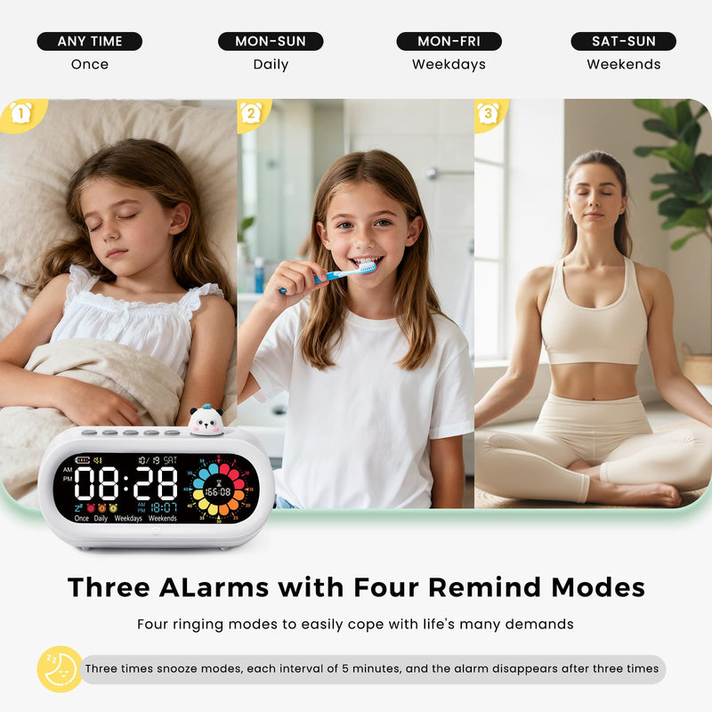 Mooking Alarm Clocks for Bedrooms, Digital Visual Timer for Kids, Rechargeable 199-Minute Silent Countdown Timers, Focus & Smoother Routines, Fitness Baking Studying Teaching White