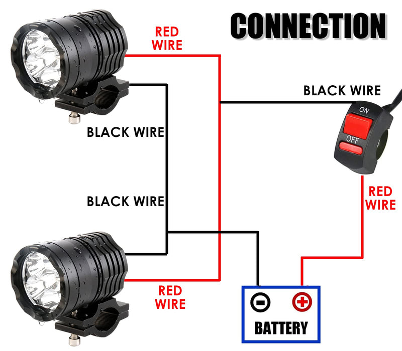  [AUSTRALIA] - Motorcycle Driving Lights 12-60V 40W 3600LM LED Fog Lights for ATV UTV Bike Car Truck Boat Forklift Waterproof LED Spotlights with 6 Light Beads High Low Strobe Beam Switch Universal (Black 2) Black 2