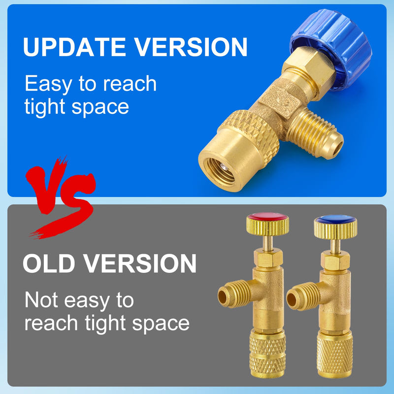 R12 R22 Refrigerant Charging Valve, Safety Flow Control Ball Valve, Brass Low Loss HVAC Fittings for R12 R22 AC Manifold, Mini Split Air Conditioner Tool (1/4'' Male x 1/4'' Female) 1/4'' Male x 1/4'' Female
