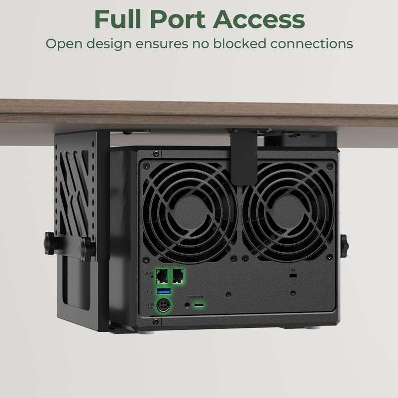 Under Desk Mount Compatible with NAS, PC, CPU, SFF PC(Small Form Factor), Xbox Series X Holder Under Desk with Cable Straps, Adjustable Height, Space Saving
