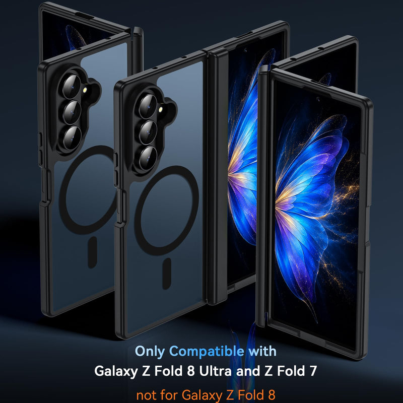 OWKEY for Samsung Galaxy Z Fold 8 Ultra|Fold 7 Case Compatible with MagSafe,[Full Hinge Protection] Magnetic Shockproof Military Translucent Matte Bumper Cover Phone Case for Z Fold 8 Ultra|7 5G,Black Galaxy Z Fold 8 Ultra/Fold 7