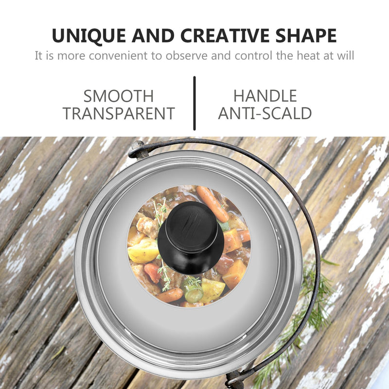 Tofficu 10.23 Inch Thickened Pot Cover Visible Glass Lid with Vent Handle Frying Pan and Wok Cover for Skillet Cooking Kitchen Lid for Home Restaurant Hotel Use 10 Inch