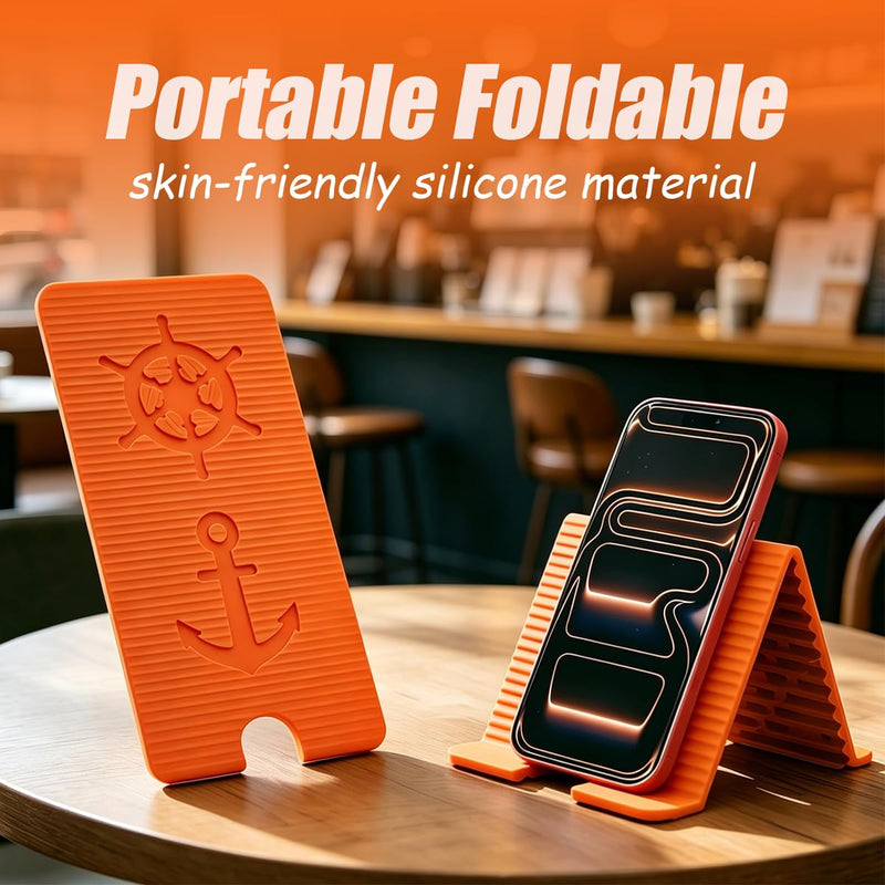 Portable Foldable Silicone Phone Laptop Pad Stand Orange | Eazy to Use,Suitable for office home travel,phone laptop pad holder whitch anti-slip